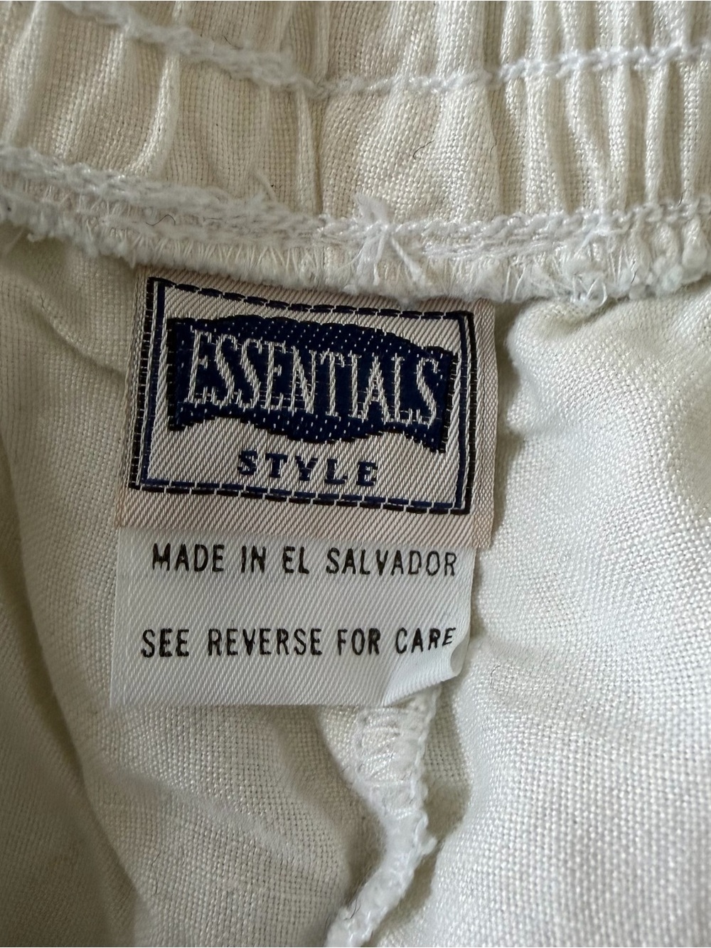 Essentials Style White Linen Blend Drawstring Pull-On Pants - Picture 3 of 4
